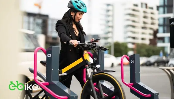 A special bike rack designed for electric bikes