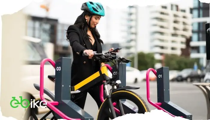 A special bike rack designed for electric bikes