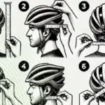 A cyclist adjusting their bike helmet to ensure a proper fit before a ride.