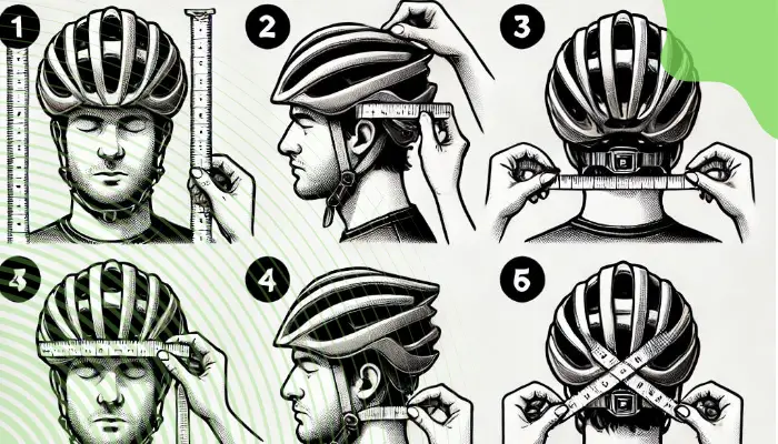 A cyclist adjusting their bike helmet to ensure a proper fit before a ride.